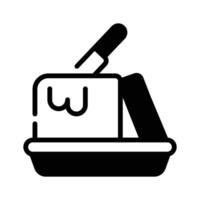 Check this glyph style icon of butter with knife. vector