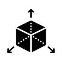 A well designed glyph style icon of three dimensional, vector