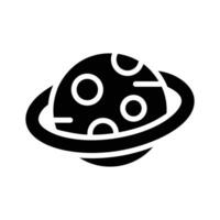 Here is an glyph style icon showing planet orbit, vector
