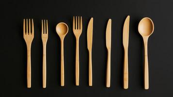 Green Dining Set with Bamboo Flatware photo