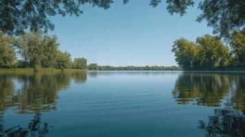 Tranquil Lake Showing Tree Reflection photo