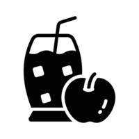 An editable glyph style icon of apple juice glass vector