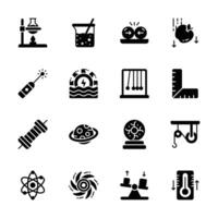 Check out handy pack of glyph style physics and science icons vector