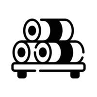 An editable glyph style icon of log cakes. vector