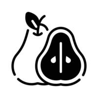 Easy to edit glyph style icon showing pear fruit. vector