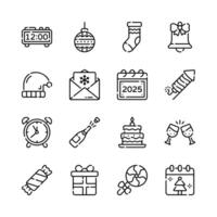 Get this handy collection of xmas and new year party line icons vector