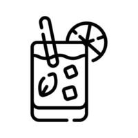 This outline icon showing a chilled drink glass with straw in it vector