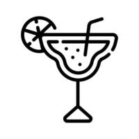 Easy to edit line style icon of mocktail glass with lemon slice vector