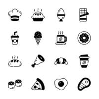 Grab this creatively designed glyph collection of refreshment items, vector