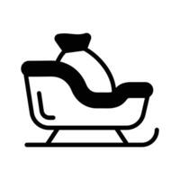 A glyph icon showing santa sleigh with a sack on it. vector