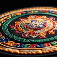Creation of Sand Mandala with Detailed Patterns photo