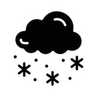 A visually appealing glyph style icon of snowfall cloud vector