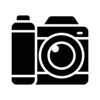 Well designed glyph icon showing digital camera vector