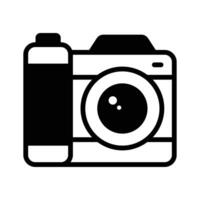 Well designed glyph icon showing digital camera. vector