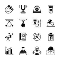 Get this simple yet handy collection of physics glyph icons. vector