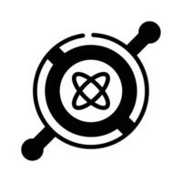 Ready to use glyph style icon showing atomic physics,. vector