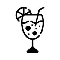 A well crafted glyph icon showing cocktail glass with a lemon on it. vector