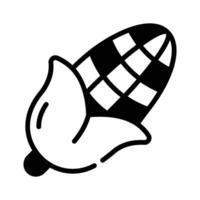 A visually appealing glyph style icon of corn. vector