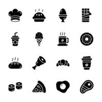 Grab this creatively designed glyph collection of refreshment items vector