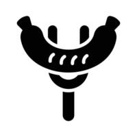 A well designed glyph icon of sausage on a fork vector