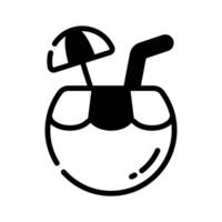 Check this refreshing coconut drink icon designed in glyph style. vector
