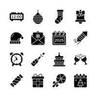 Get this handy collection of xmas and new year party glyph icons vector
