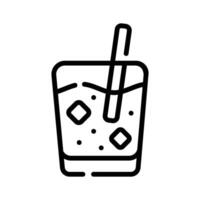 This line icon showing a iced drink glass with straw in it vector