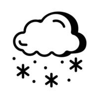 A visually appealing glyph style icon of snowfall cloud. vector