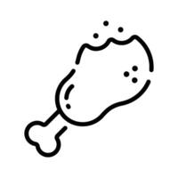 Ready to use outline style icon showing chicken leg piece vector