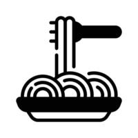 Well designed glyph style icon of spaghetti with fork. vector