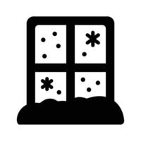 Easy to use glyph style icon showing snowfall window scene vector