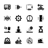 Creatively designed glyph collection depicting physics concepts vector