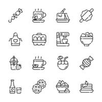 Ready to use line style collection of food and beverages icons vector