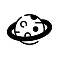 Here is an glyph style icon showing planet orbit,. vector
