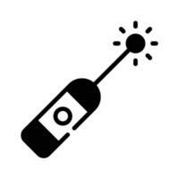 A well crafted glyph style icon of light pointer,. vector