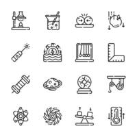Check out handy pack of outline style physics and science icons vector