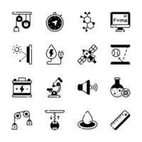 Check this handy pack of physics and science study glyph icons. vector