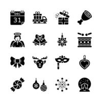 Easy to use pack of xmas and new year glyph style icons vector