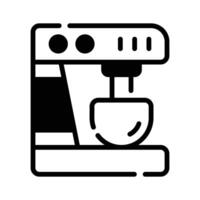 An editable glyph style icon showing coffee machine with a cup. vector