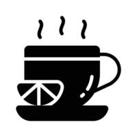 Have a sight of this trendy glyph icon of lemon tea cup vector