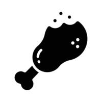 Ready to use glyph style icon showing chicken leg piece vector