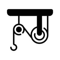 An editable glyph style icon depicting pulley system,. vector
