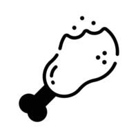 Ready to use glyph style icon showing chicken leg piece. vector
