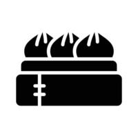 Here is a trendy glyph style icon of dumplings pot vector