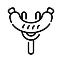 A well designed outline icon of sausage on a fork vector