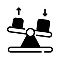 A customizable glyph style icon of force balance experiment,. vector