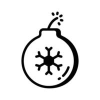 Festive bomb with a snowflake on it, glyph icon. vector