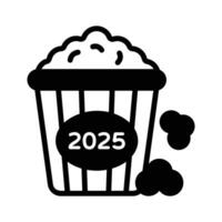 Get a sight of this handy glyph icon of popcorn bucket. vector