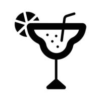 Easy to edit glyph style icon of mocktail glass with lemon slice vector