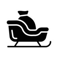 A glyph icon showing santa sleigh with a sack on it vector